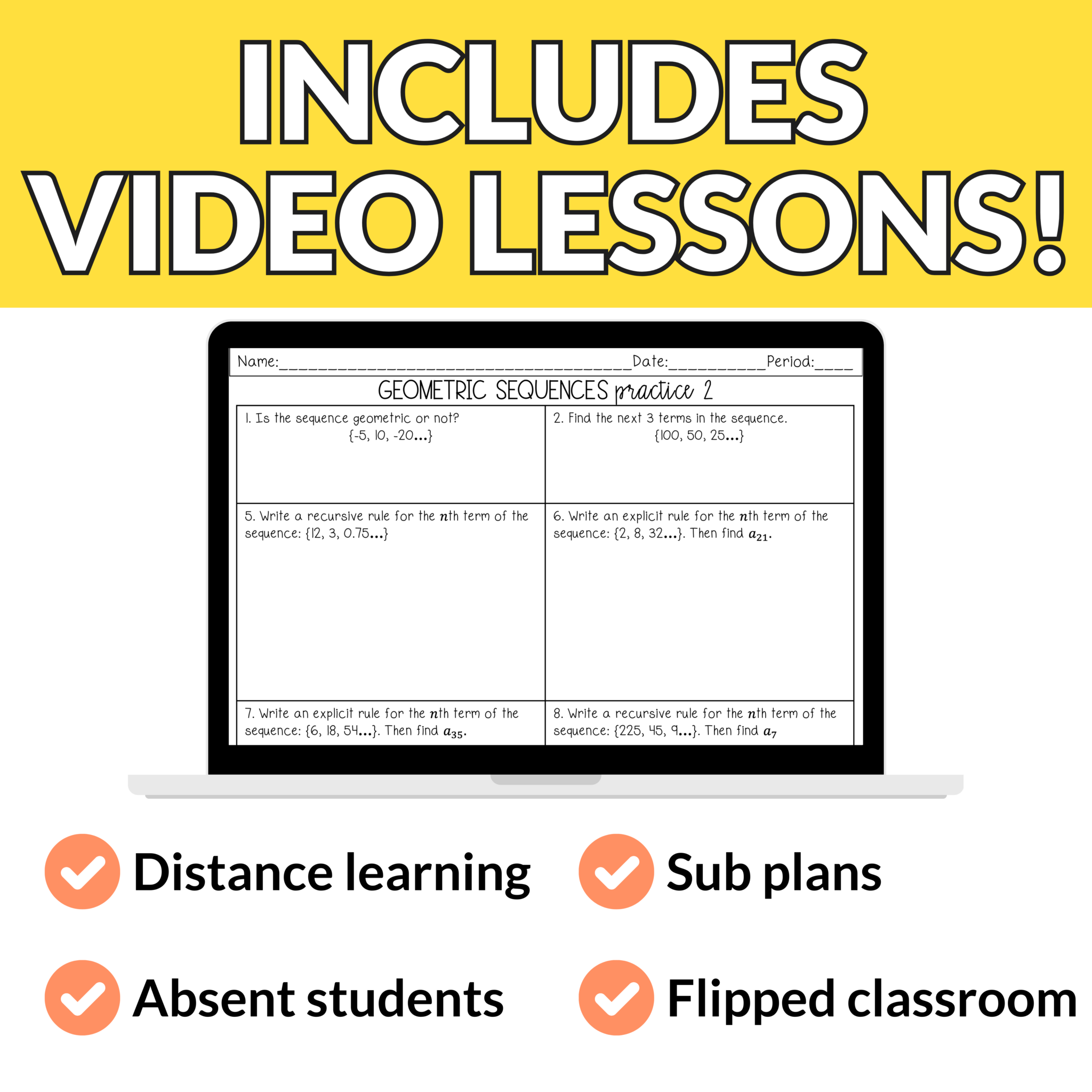 Geometric Sequences Notes and Worksheets - Lindsay Bowden