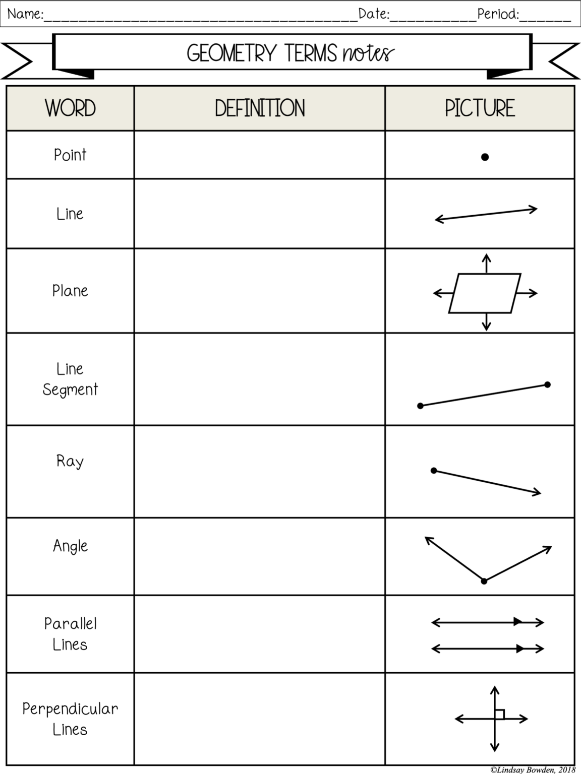 Free Printable Geometry Vocabulary Worksheets