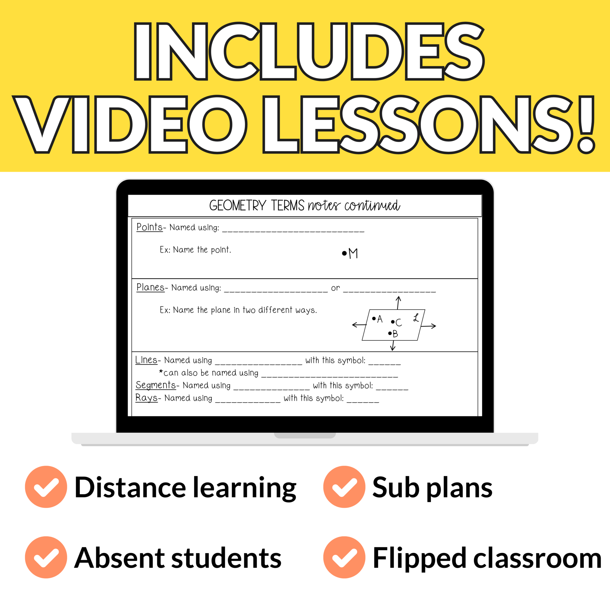 Geometry Terms Guided Notes and Worksheets for 9th – 11th Grade ...