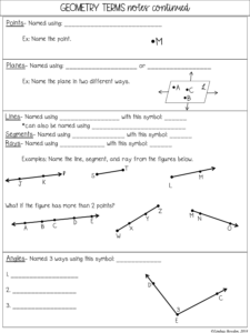 Geometry Terms Notes and Worksheets - Lindsay Bowden