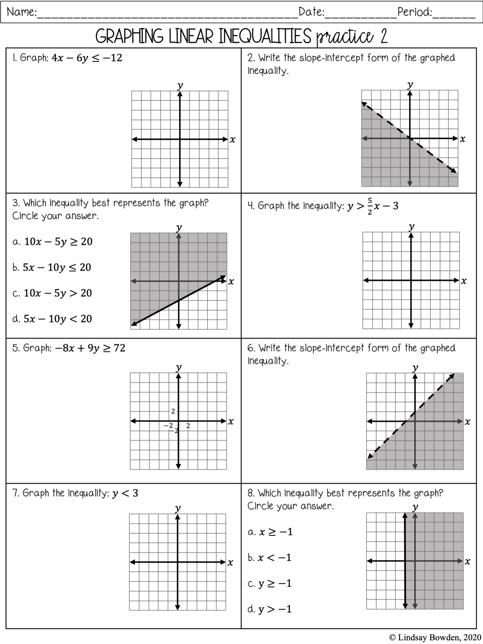 Linear Inequalities Notes and Worksheets Lindsay Bowden