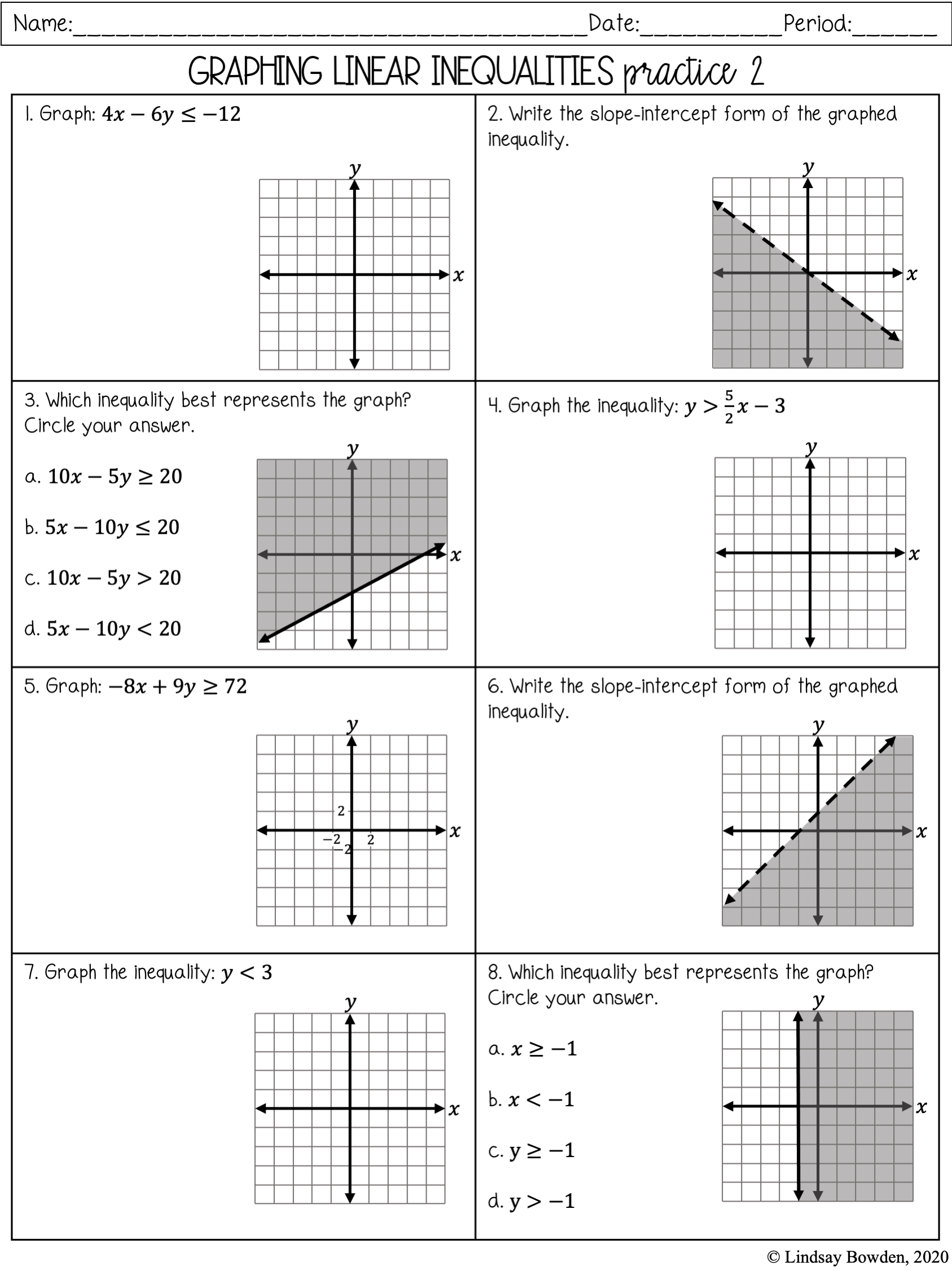 Linear Inequalities Notes and Worksheets - Lindsay Bowden Regarding Graphing Linear Inequalities Worksheet