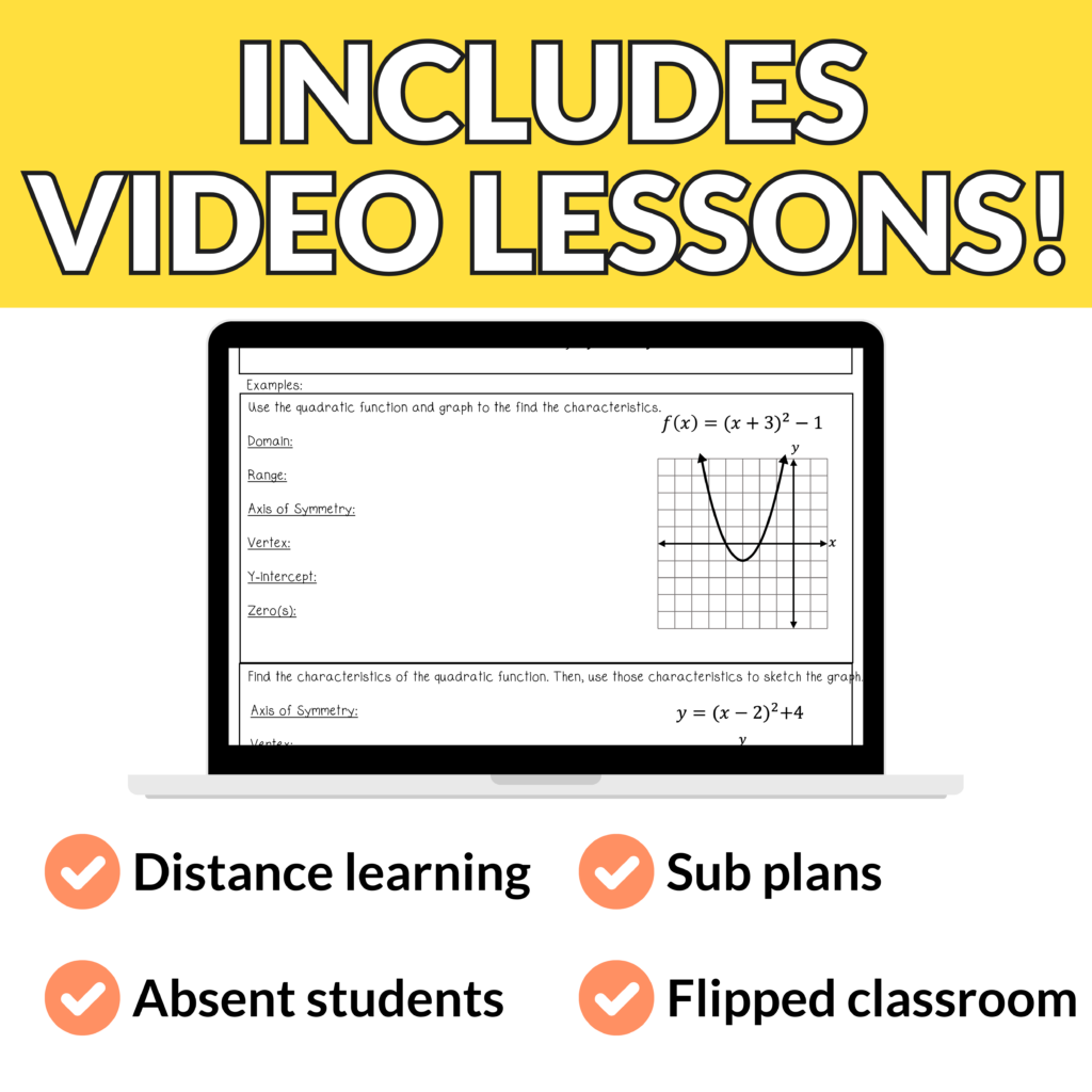 Graphing Quadratics in Standard and Vertex Form Notes and Worksheets Algebra 1 - Image 4