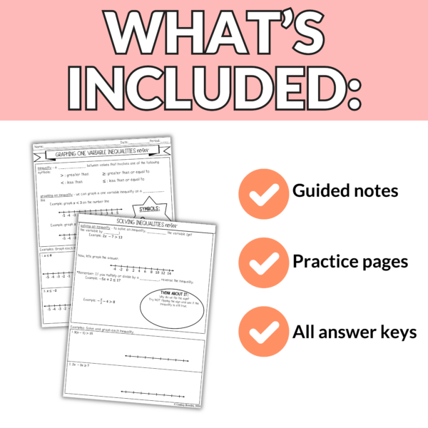 Solving and Graphing One-Variable Inequalities Notes and Worksheets Algebra 1 - Image 3