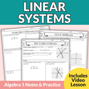 Solving Systems of Linear Inequalities and Linear Equations Notes and Worksheets