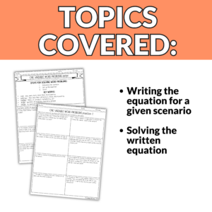 One-Variable Word Problems Worksheets & Notes for Teachers
