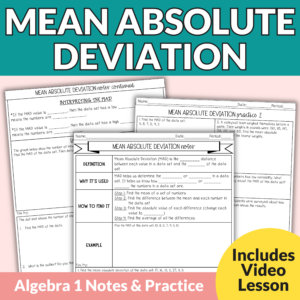 Mean Absolute Deviation Notes and Worksheets