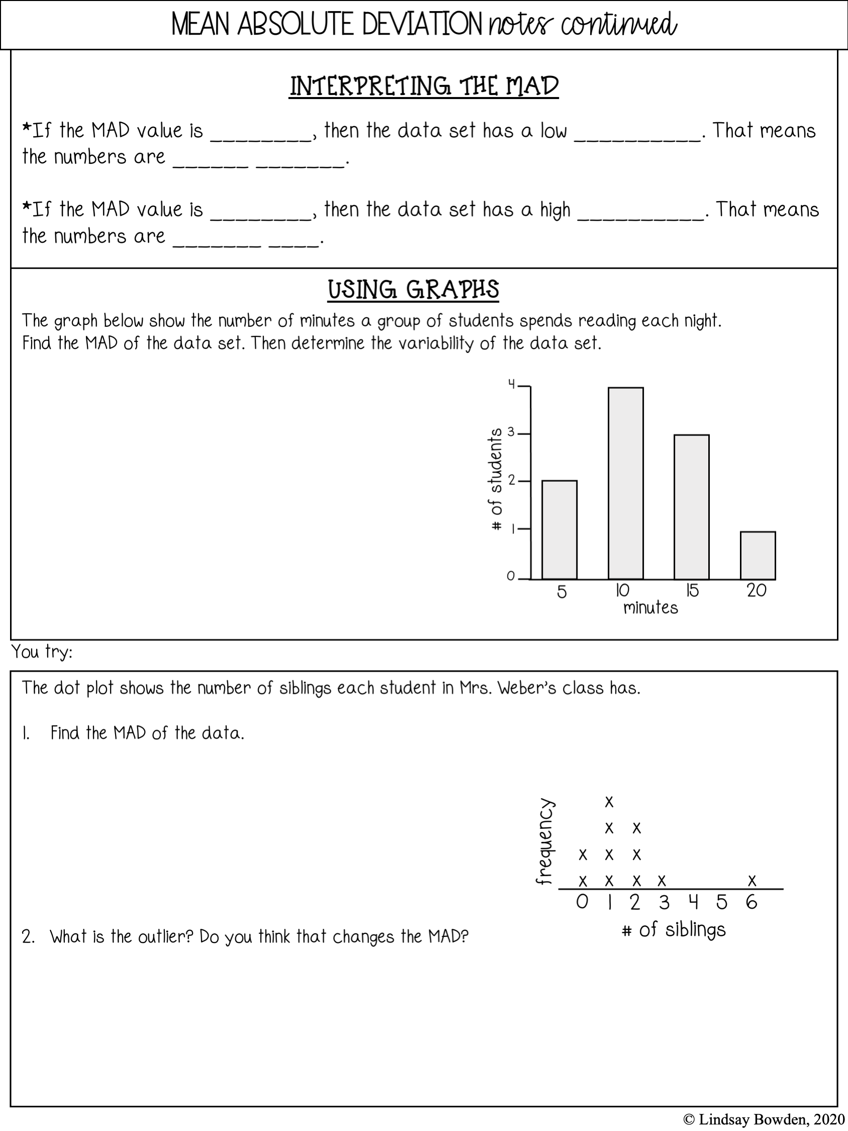 Mean Absolute Deviation Worksheet