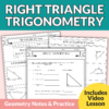 Right Triangle Trigonometry Notes and Worksheets for 9th – 11th Grade ...