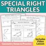 Special Right Triangles Notes and Worksheets for Grades 9th-11th ...
