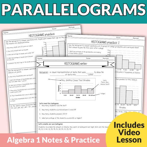 Parallelograms Guided Notes and Worksheets for 9th – 11th Grade Geometry