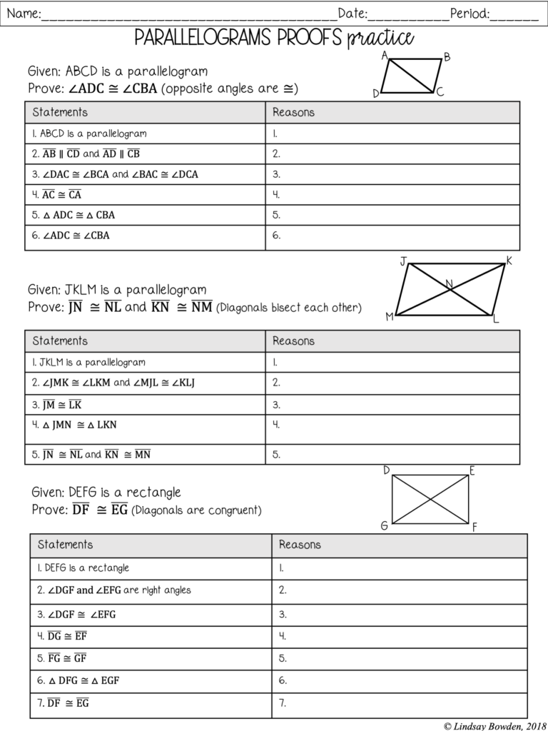 Parallelograms Notes and Worksheets - Image 4