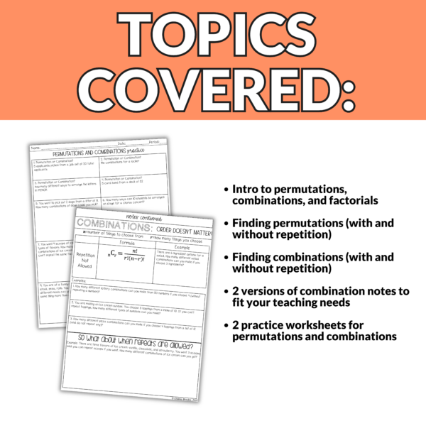 Permutations and Combinations Notes and Worksheets for 9th – 11th Grade Math - Image 2