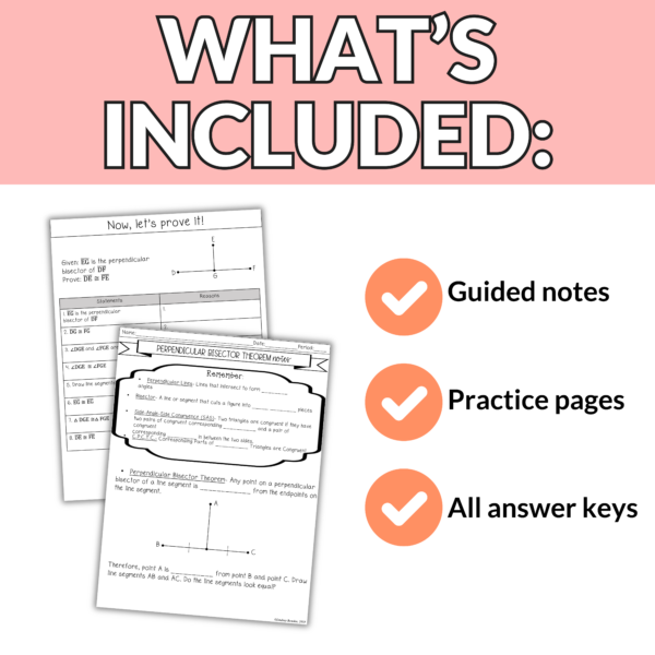 Perpendicular Bisector Theorem Notes and Worksheets for 9th – 11th Grade Geometry - Image 3