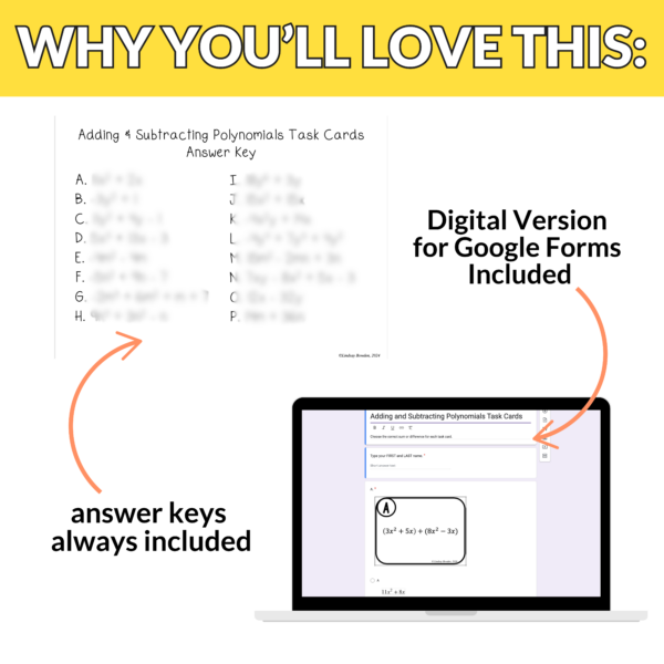 Adding and Subtracting Polynomials Cards - Image 4