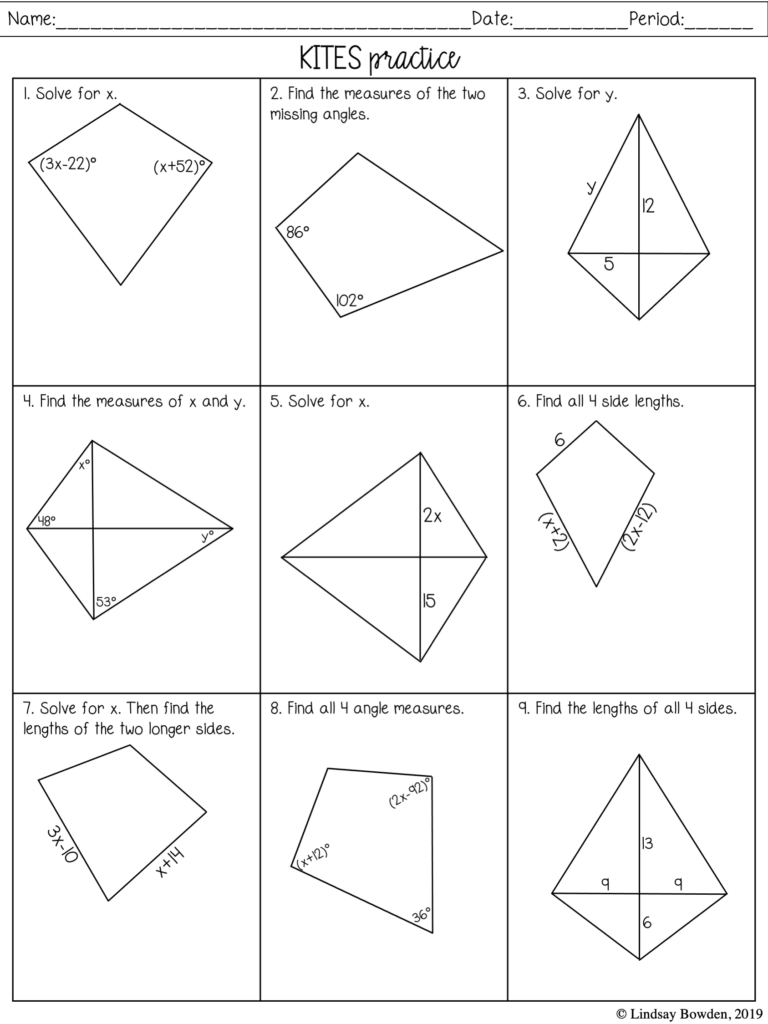 Quadrilaterals Notes and Worksheets - Lindsay Bowden