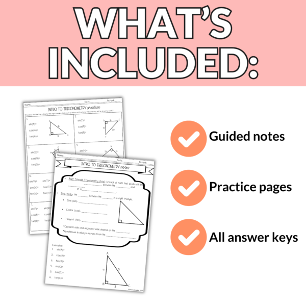 Right Triangle Trigonometry Notes and Worksheets for 9th – 11th Grade Geometry - Image 3