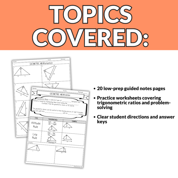 Right Triangle Trigonometry Notes and Worksheets for 9th – 11th Grade Geometry - Image 2