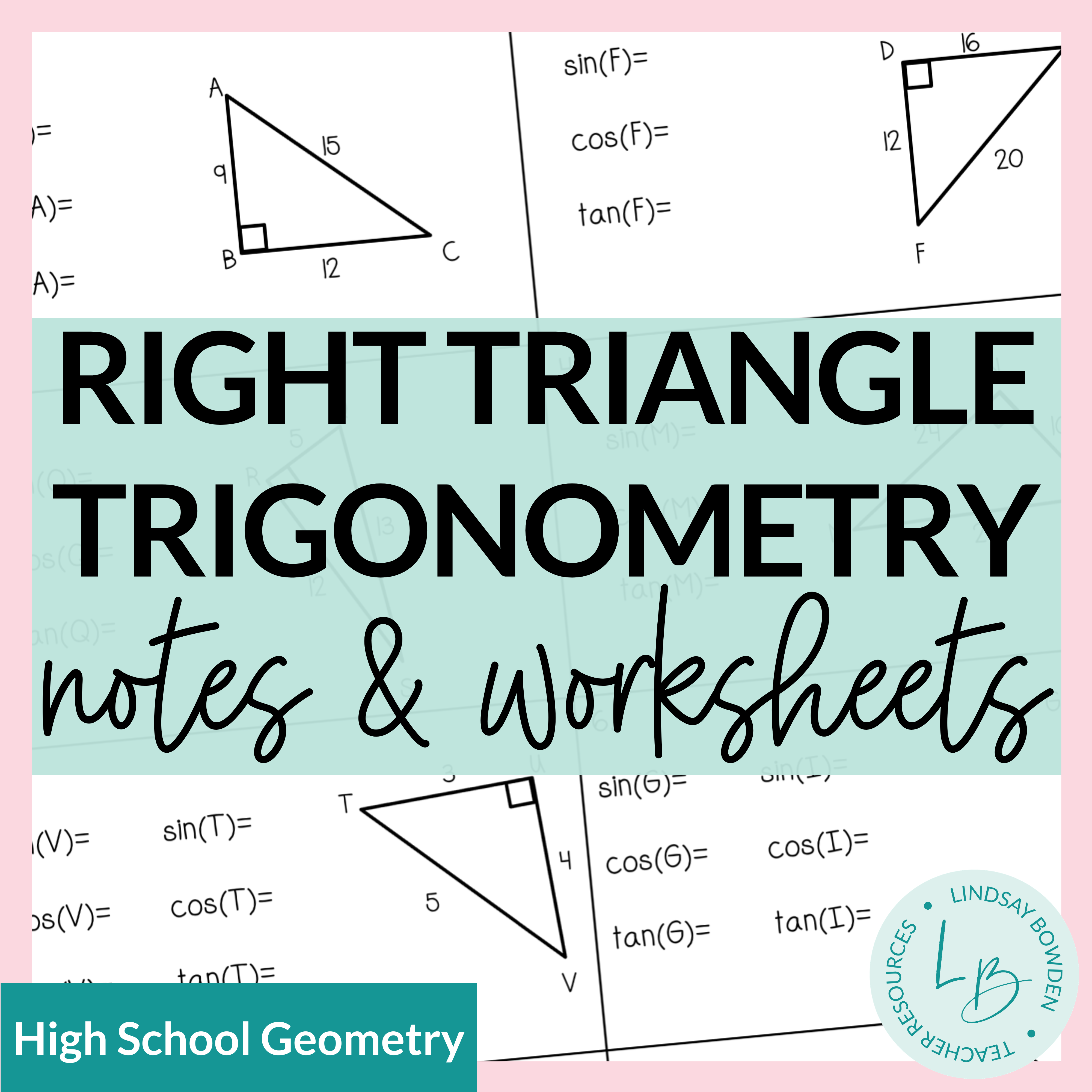 Right Triangle Trigonometry Notes and Worksheets - Lindsay Bowden Intended For Right Triangle Trig Worksheet Answers
