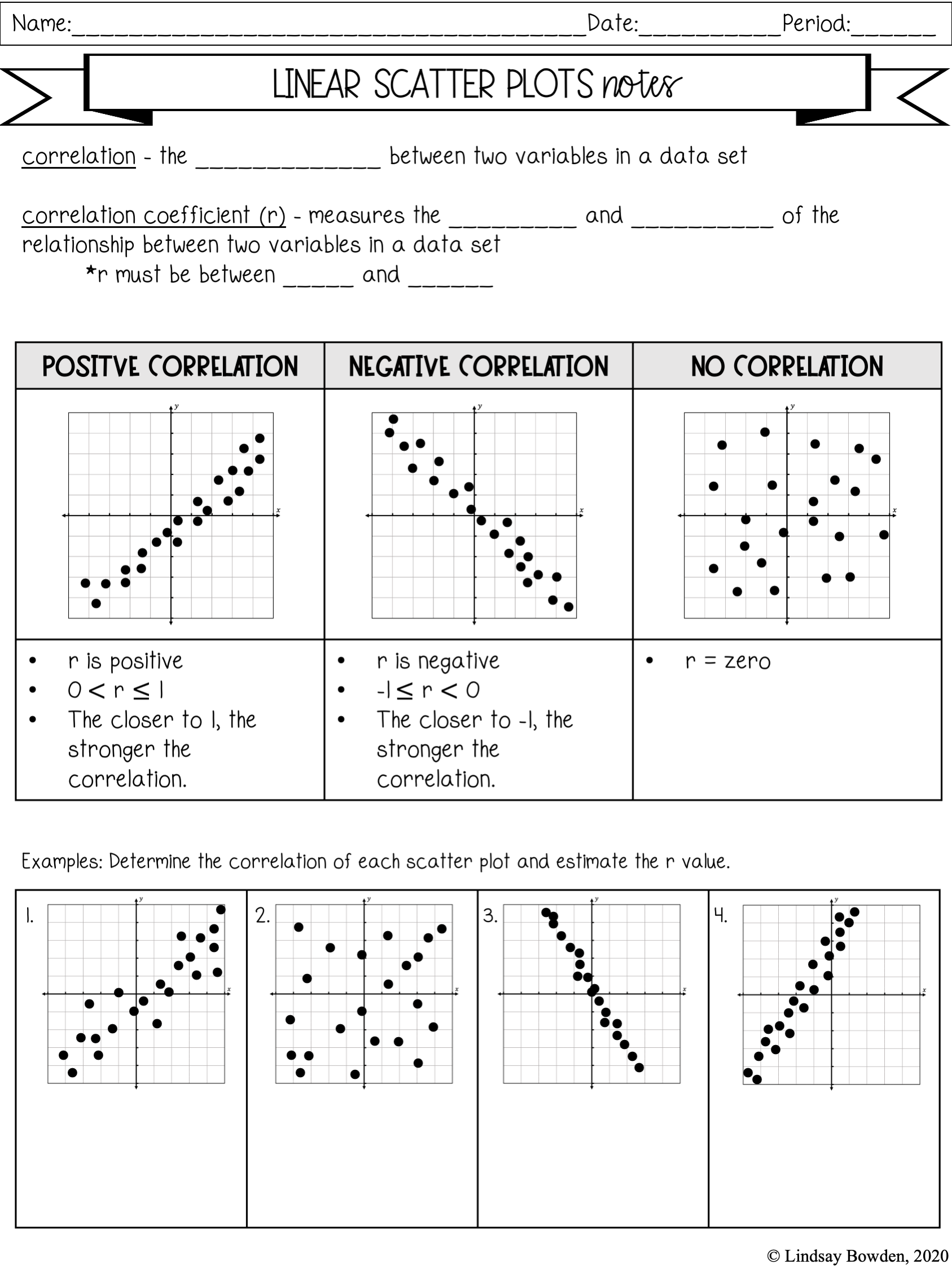 Scatter Plots Notes and Worksheets - Lindsay Bowden Throughout Scatter Plot Correlation Worksheet