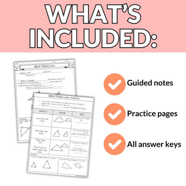 Similar Triangles Notes and Worksheets for 9th – 11th Grade Geometry - Image 4