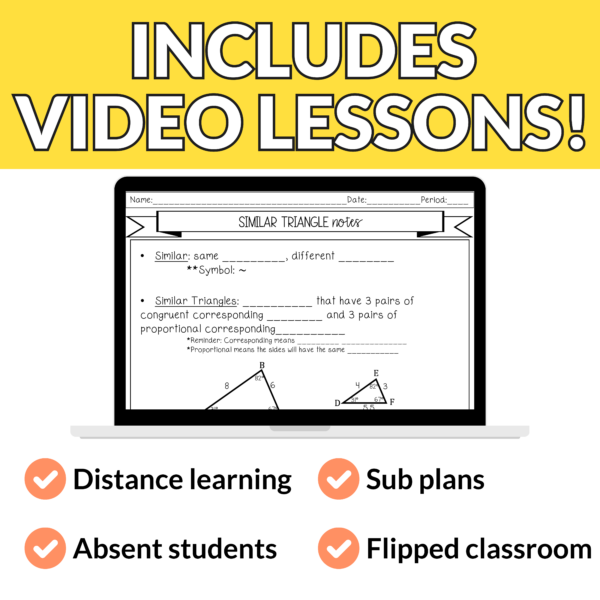 Similar Triangles Notes and Worksheets for 9th – 11th Grade Geometry - Image 2