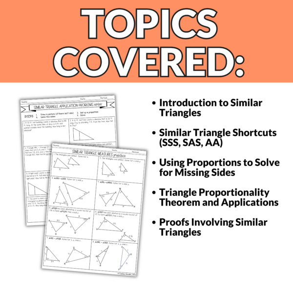 Similar Triangles Notes and Worksheets for 9th – 11th Grade Geometry - Image 3