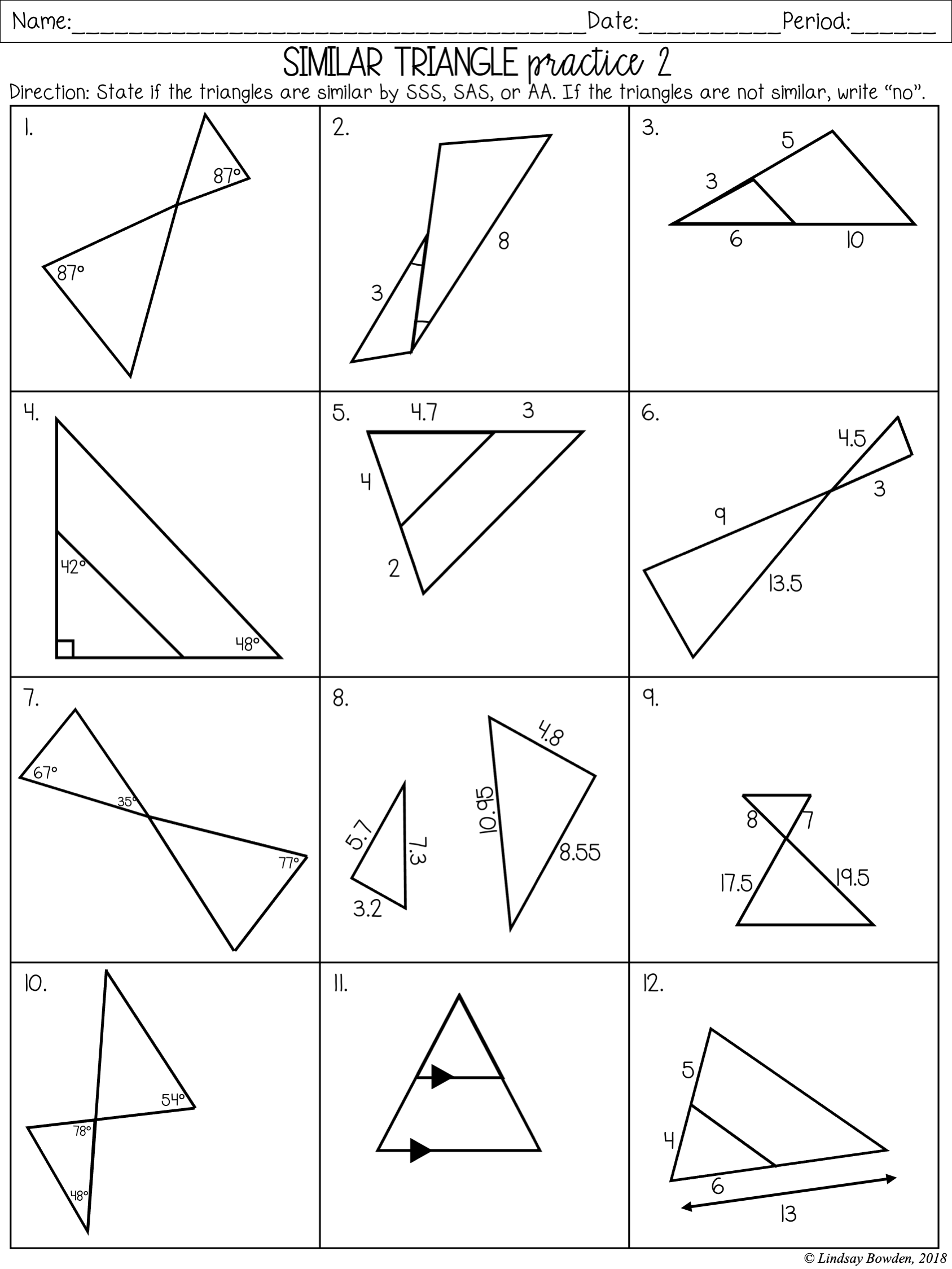 Similar Triangles Proportions Worksheet
