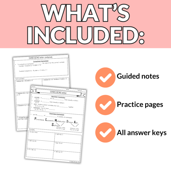 Expressions Notes and Worksheets - Image 3