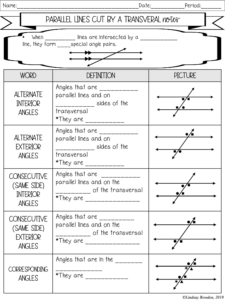 Special Angle Pairs Notes - Lindsay Bowden