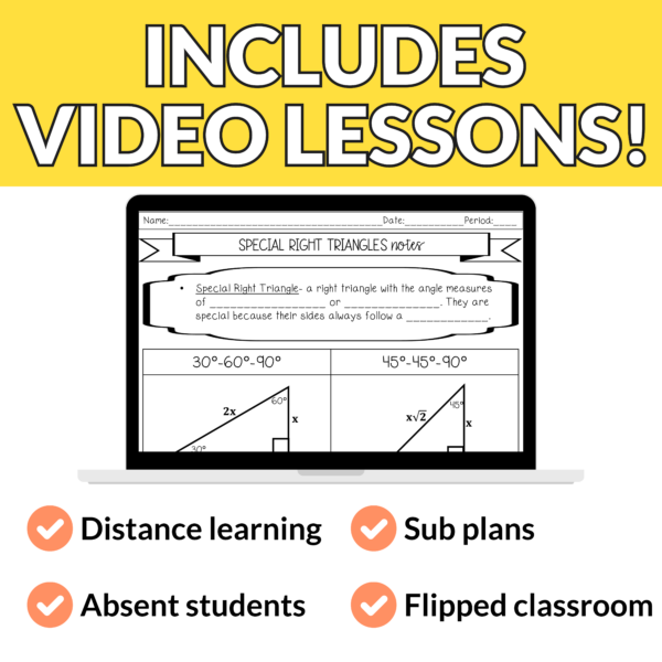 Special Right Triangles Notes and Worksheets for Grades 9th-11th - Image 4