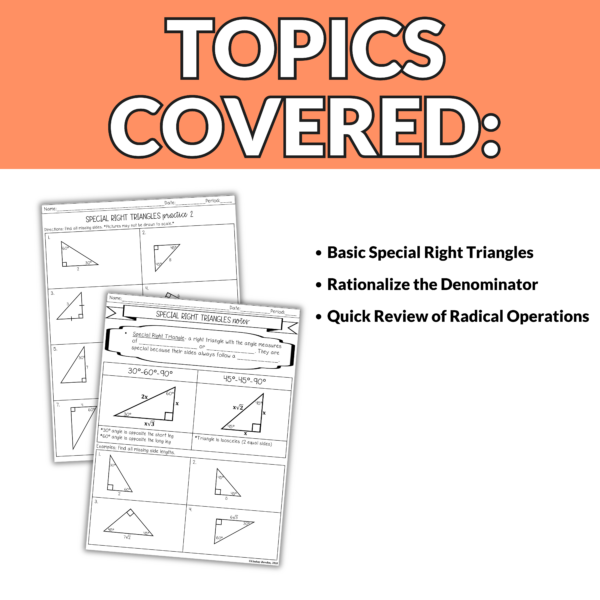 Special Right Triangles Notes and Worksheets for Grades 9th-11th - Image 2