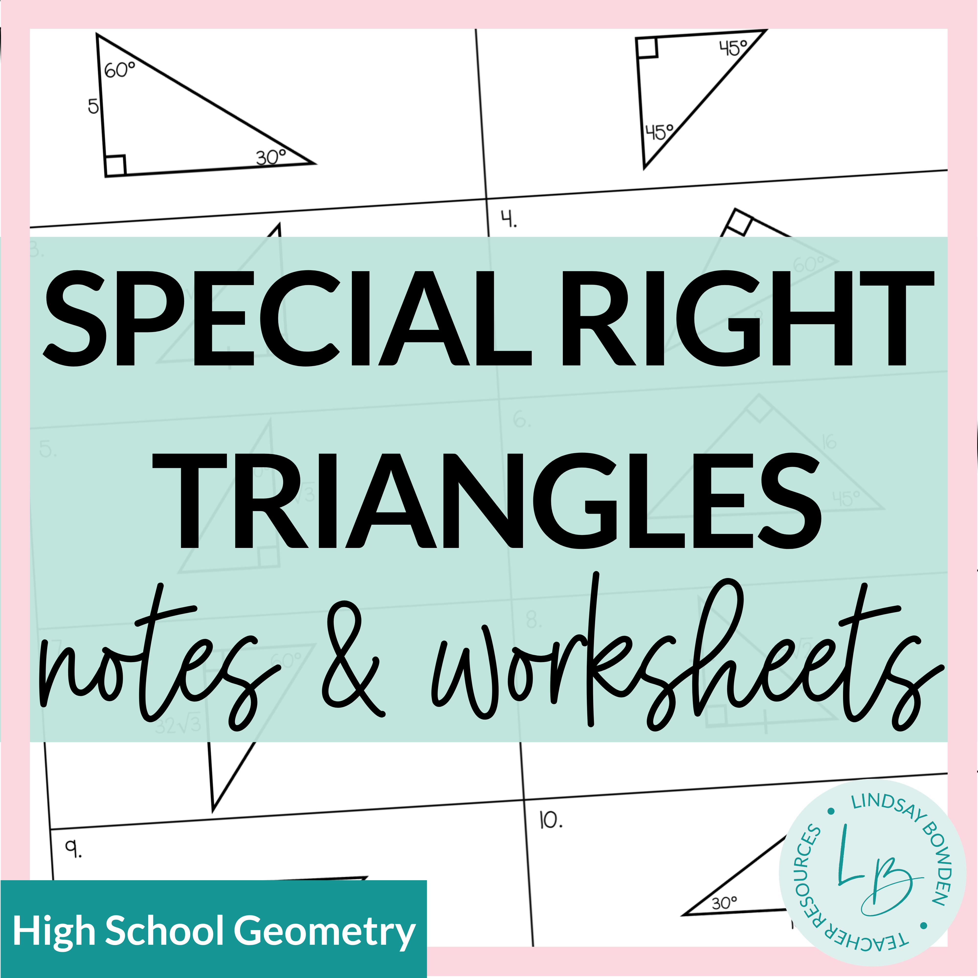geometry special right triangles worksheet