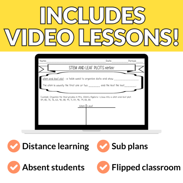 Stem and Leaf Plots Guided Notes and Worksheets | 7th-10th Grade Math - Image 3