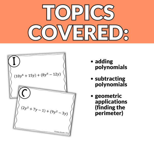 Adding and Subtracting Polynomials Cards - Image 3