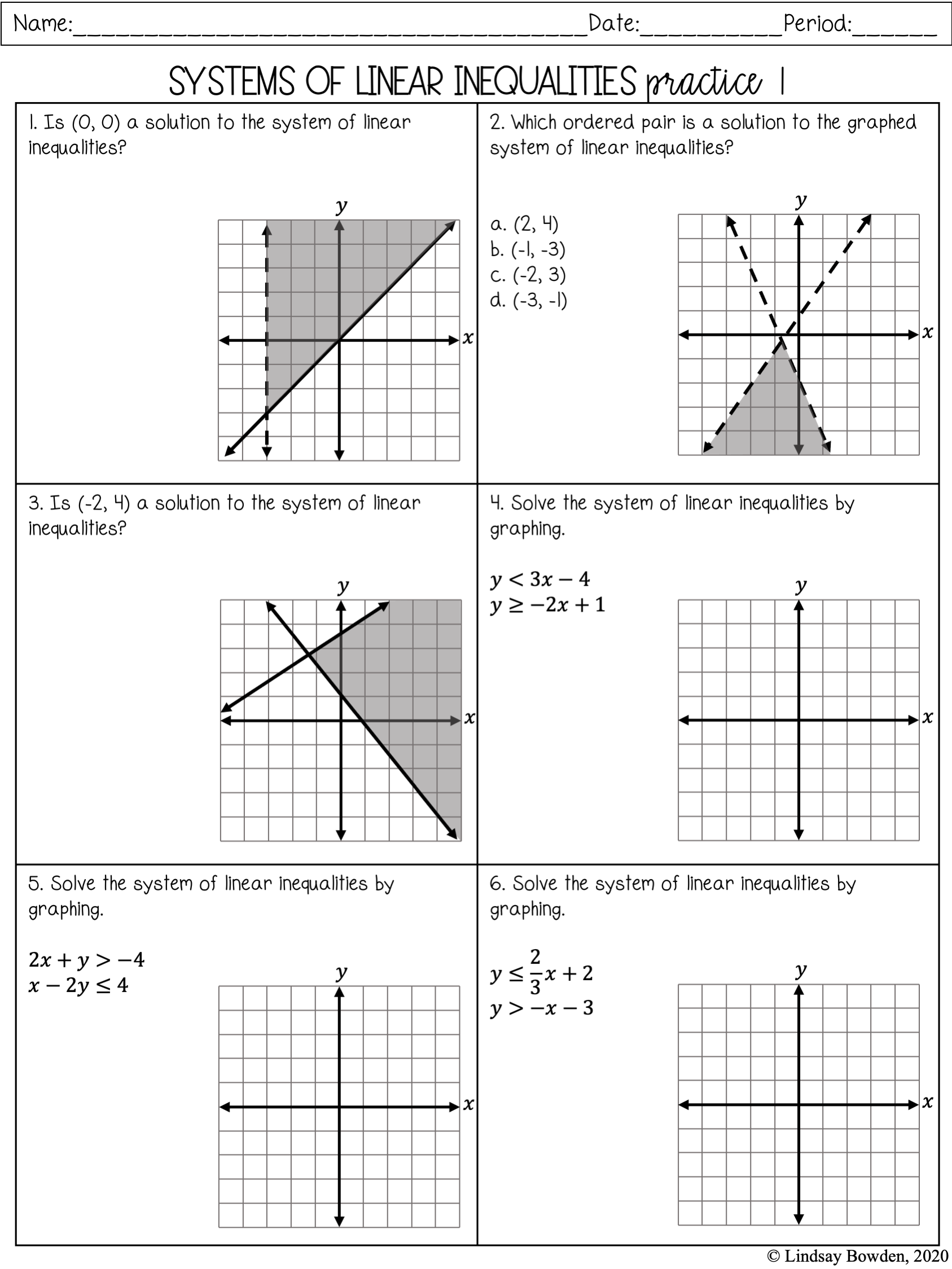 Linear Systems Notes and Worksheets - Lindsay Bowden For Graphing Systems Of Inequalities Worksheet