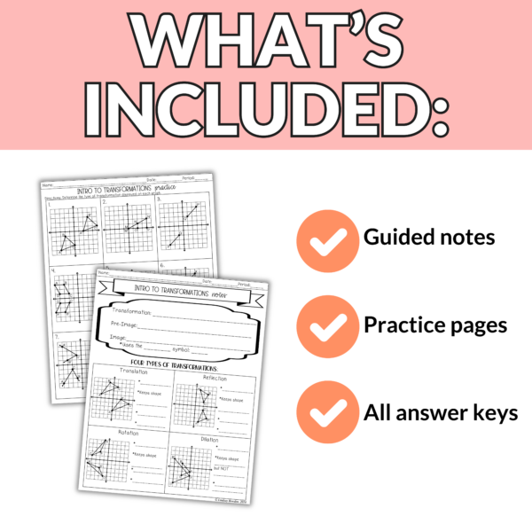 Geometric Transformations Guided Notes and Worksheets for High School Geometry - Image 3