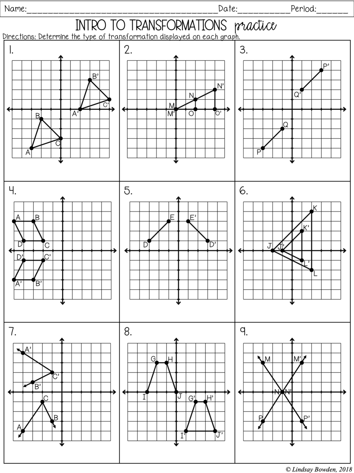 Transformations Notes And Worksheets - Lindsay Bowden