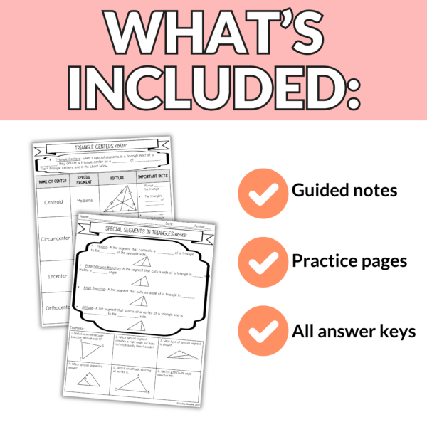 Triangle Centers Notes and Worksheets for 9th - 11th Grade Geometry - Image 3