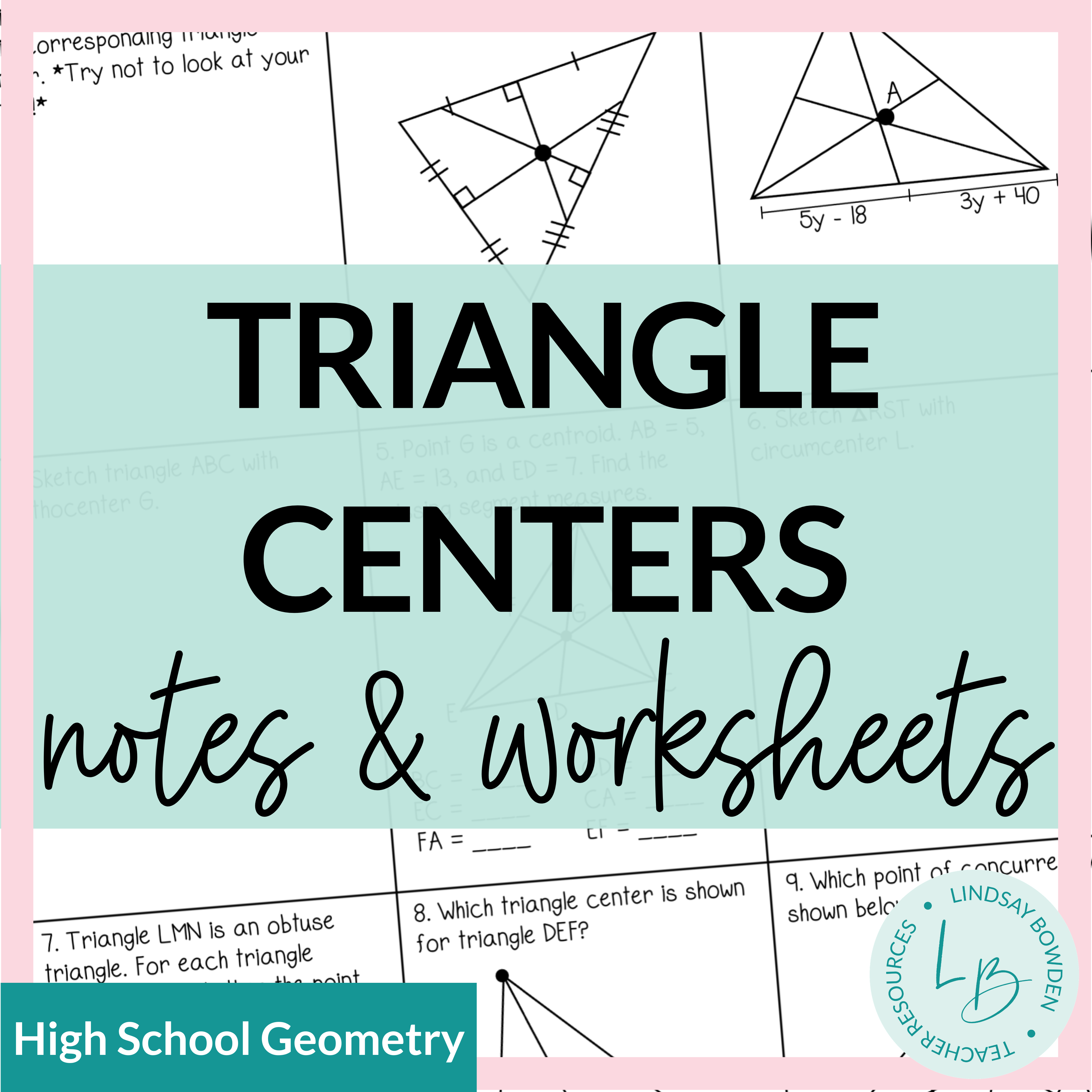 Triangle Centers Notes and Worksheets - Lindsay Bowden Regarding Points Of Concurrency Worksheet