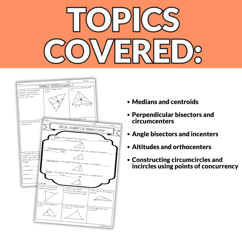 Triangle Centers Notes and Worksheets for 9th - 11th Grade Geometry - Image 2