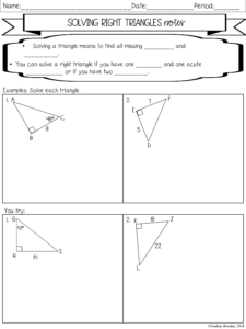 Right Triangle Trigonometry Notes And Worksheets - Lindsay Bowden