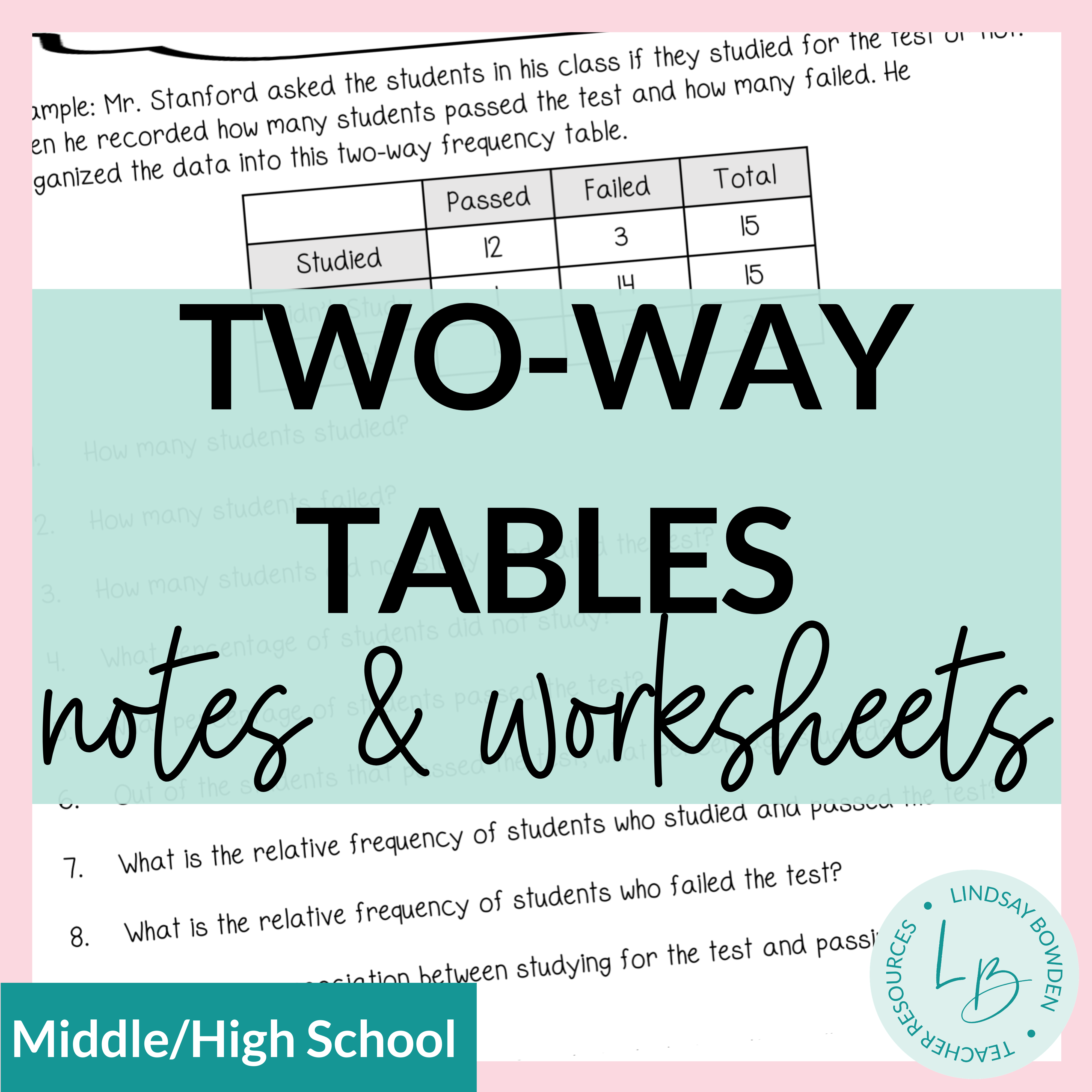 Two Way Frequency Tables Notes And
