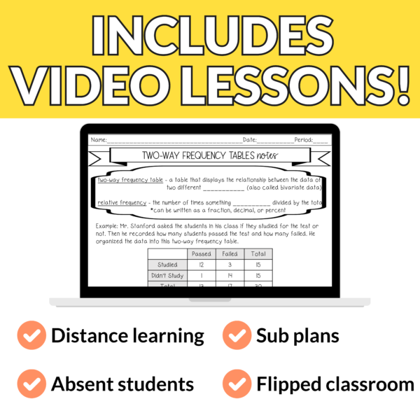 Two-Way Frequency Tables Guided Notes and Worksheets | 7th-10th Grade Algebra - Image 4