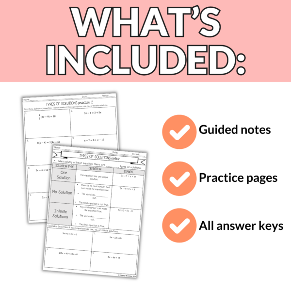 Types of Solutions Notes and Worksheets - Image 2