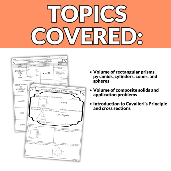 Volume and Cavalieri’s Principle Notes and Worksheets for 9th - 11th Grade - Image 4