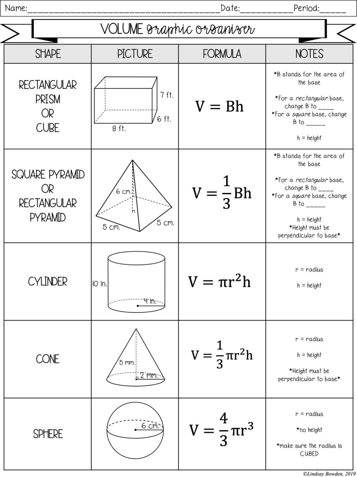 Volume and Cross Sections Notes and Worksheets - Lindsay Bowden