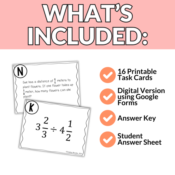 Dividing Fractions Task Cards - Image 2