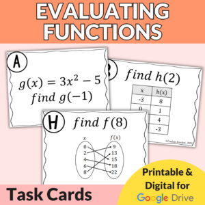 Evaluating Functions Task Cards