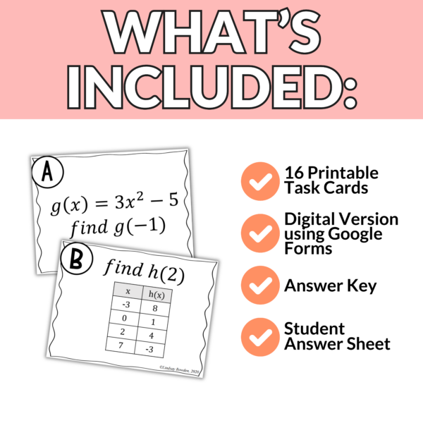 Evaluating Functions Task Cards - Image 2